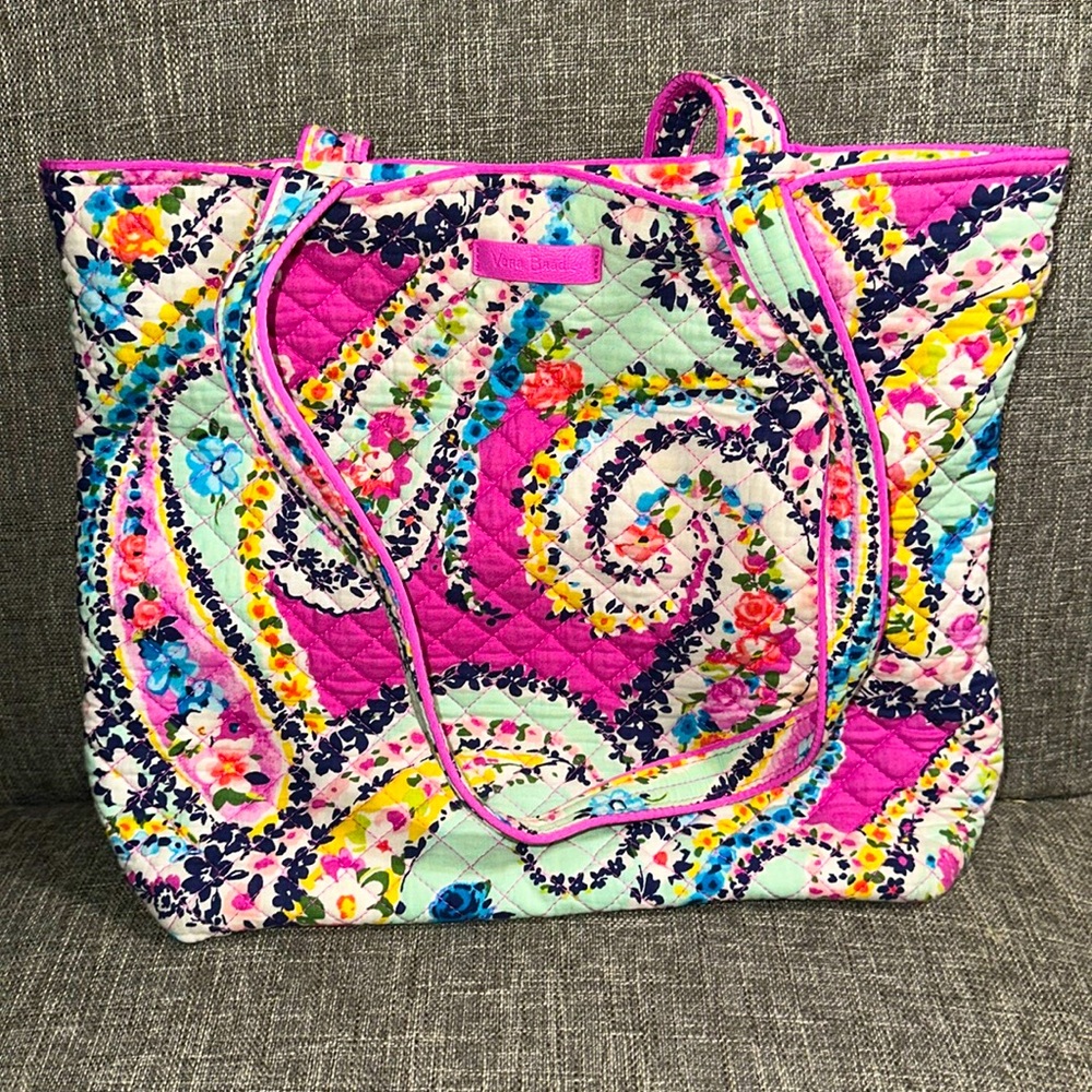 Vera Bradley bright pink floral iconic tote bag brand new w/o tags